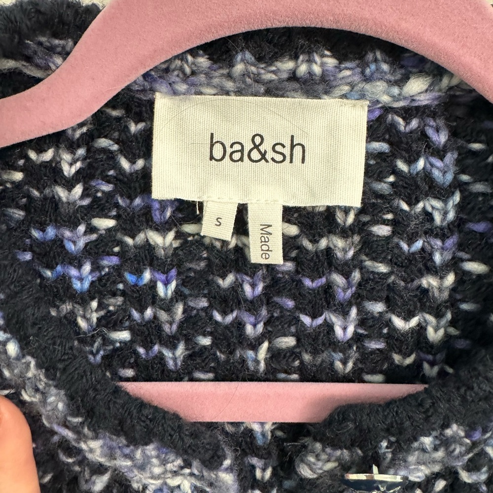 Ba&sh Beloni Knit Lady Cardigan in Black and Blue Small - Picture 2 of 9